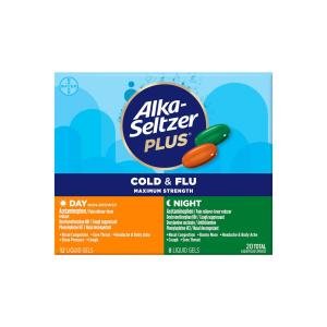 Alka-Seltzer Plus Maximum Strength Day & Night Cold & Flu Liquid Gels 20 Ct Box