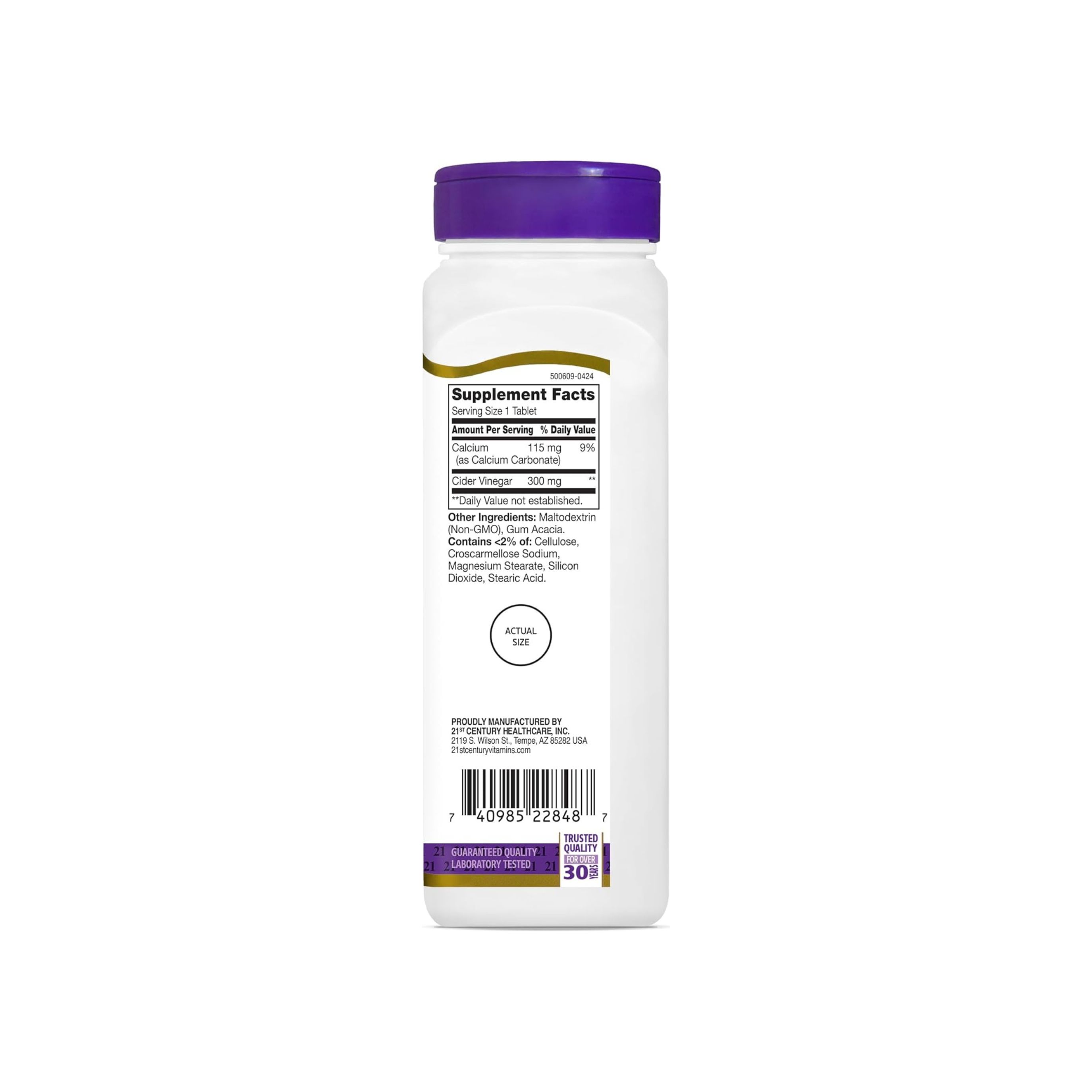 21st Century Apple Cider Vinegar, 300 Mg, Tablets