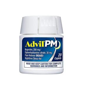Advil PM (20 Count) Pain Reliever / Nighttime Sleep Aid Liquid Filled Capsule 200Mg Ibuprofen 25Mg Diphenhydramine