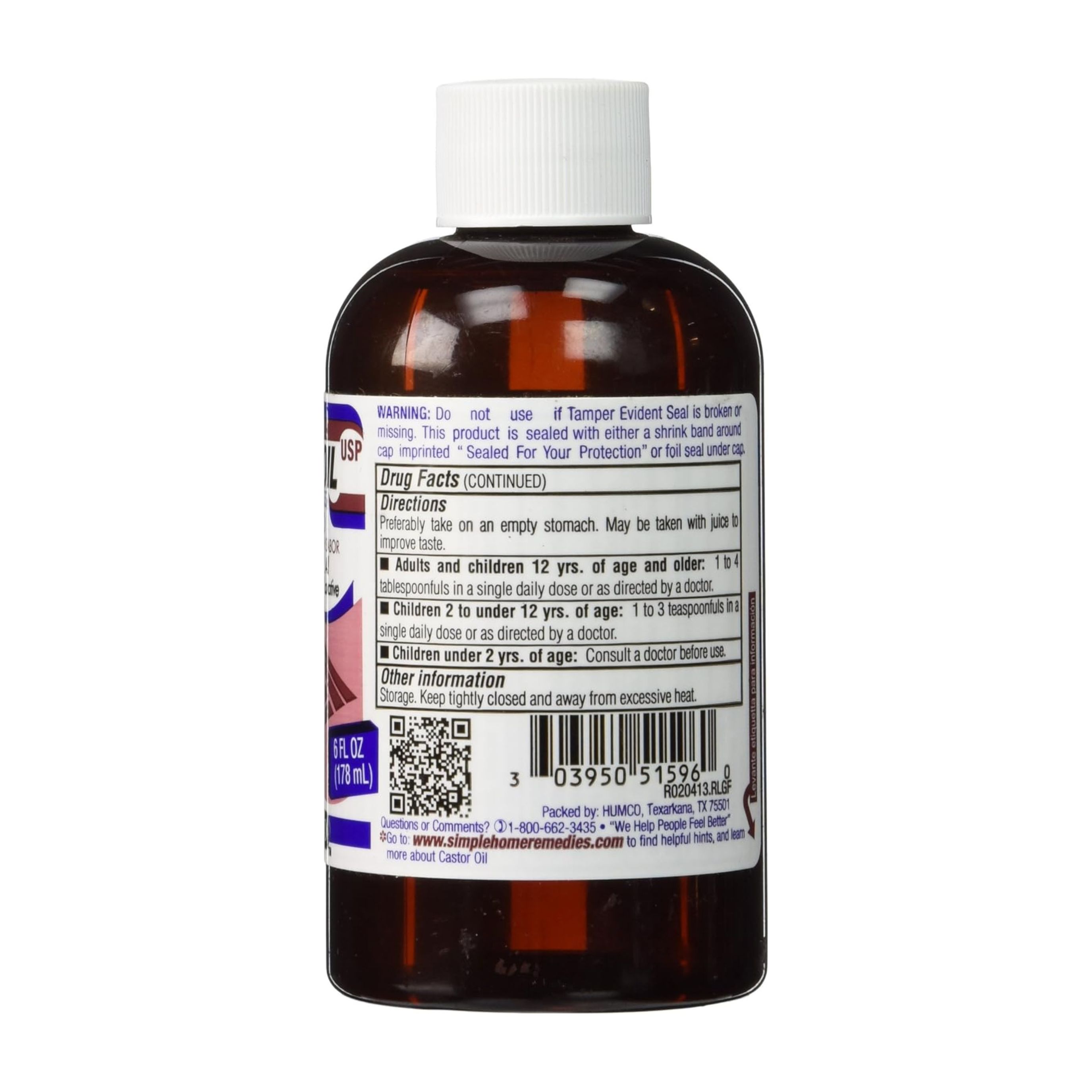 Humco Castor Oil 6 Oz