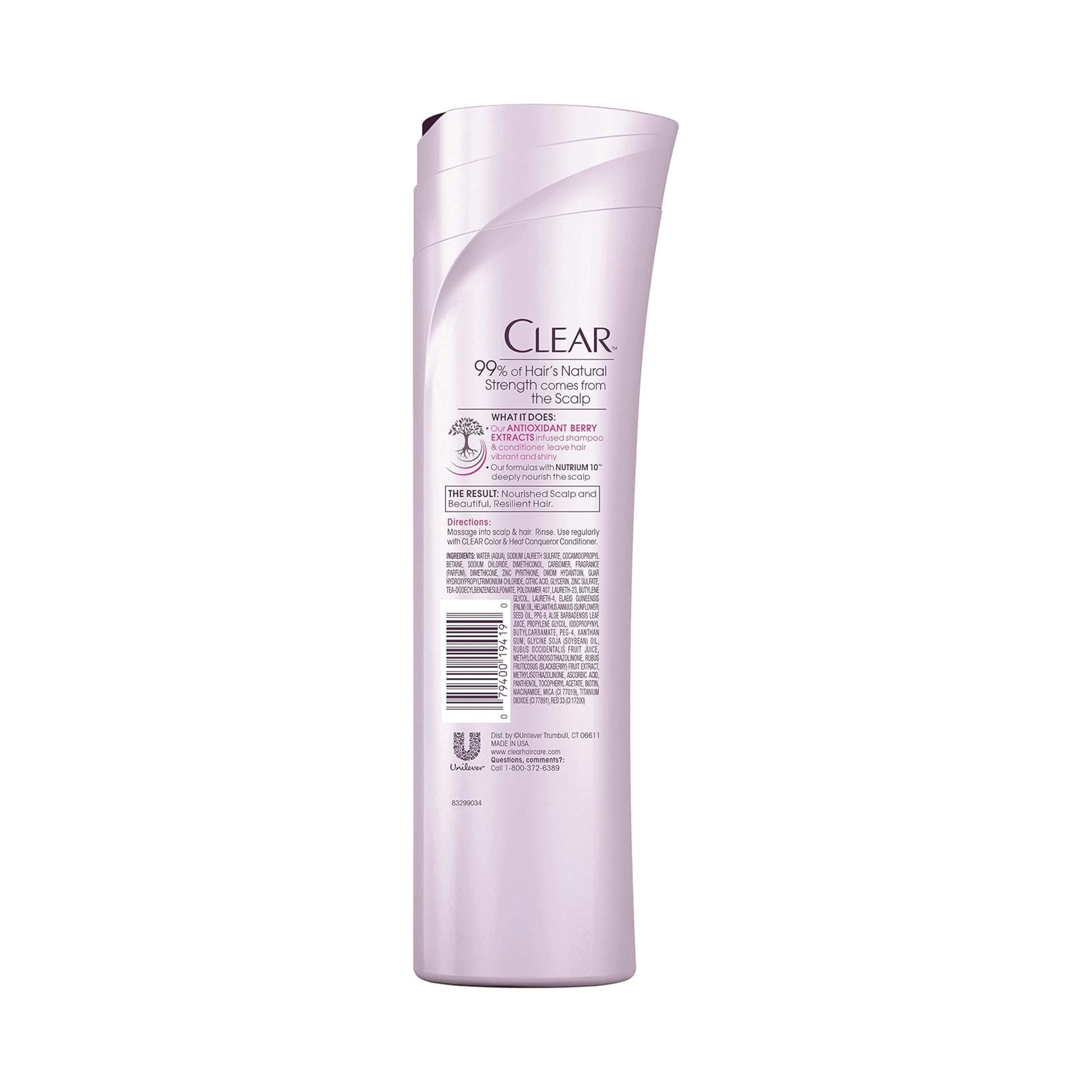 Clear Shampoo, Color & Heat Conqueror, With Antioxidant Berry Extracts 12.9 Oz