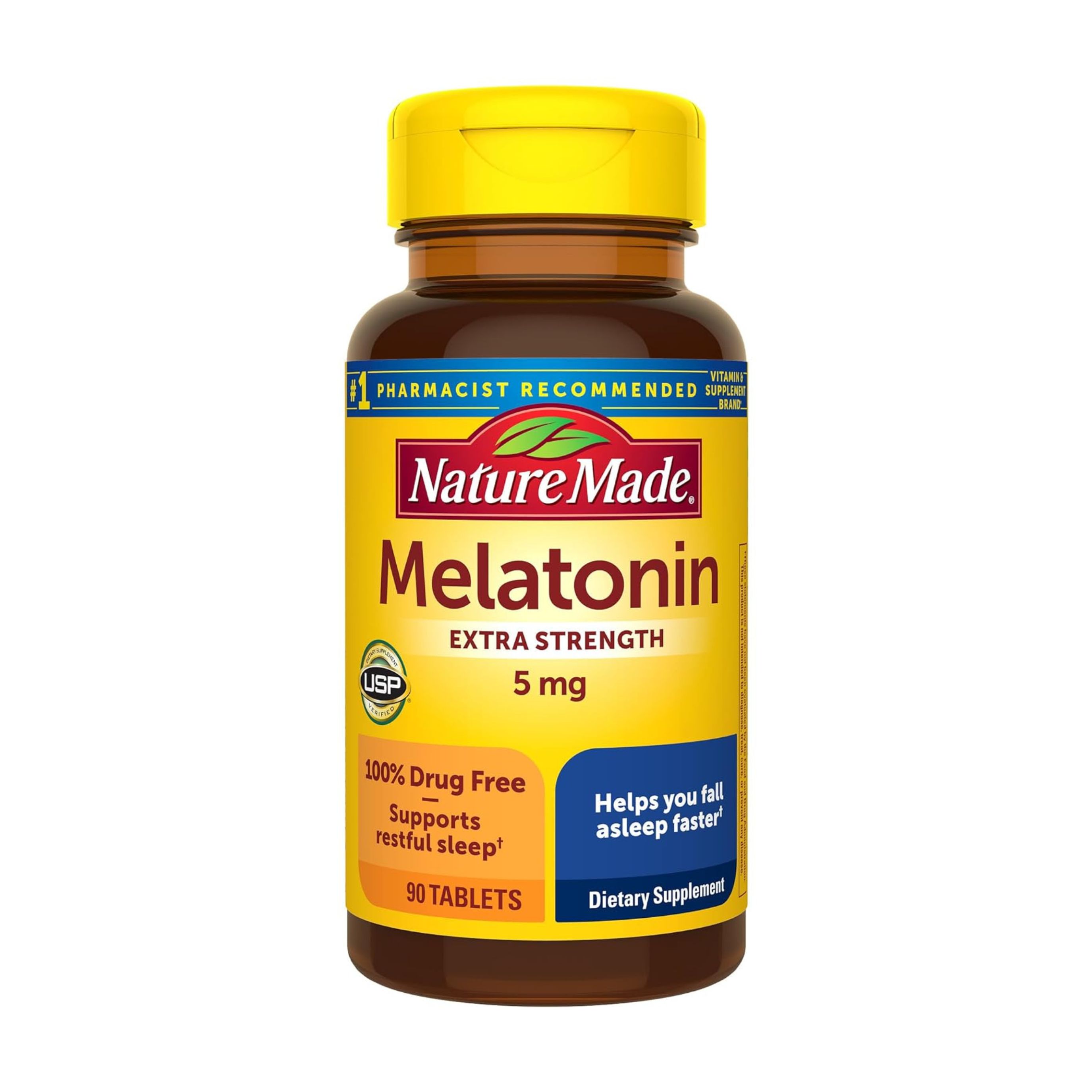 Nature Made Melatonin 5 Mg Tablets 100% Drug Free Sleep Aid For Adults