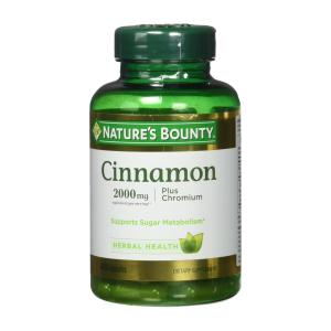 Nature's Bounty High Potency Cinnamon, 2000 Mg Plus Chromium Dietary Supplement Capsules