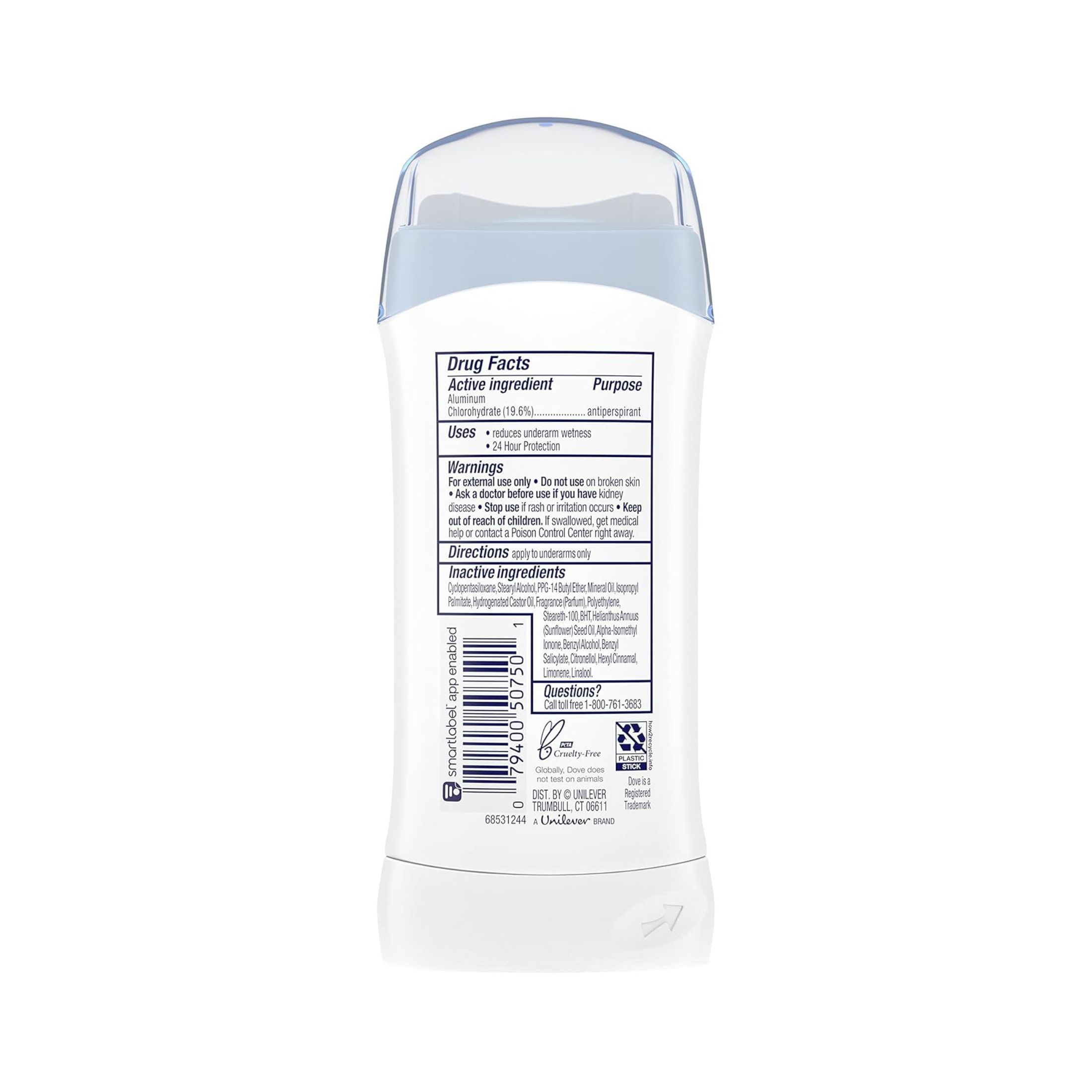 Dove Invisible Solid Antiperspirant Deodorant Stick Fresh, 1.6 Oz