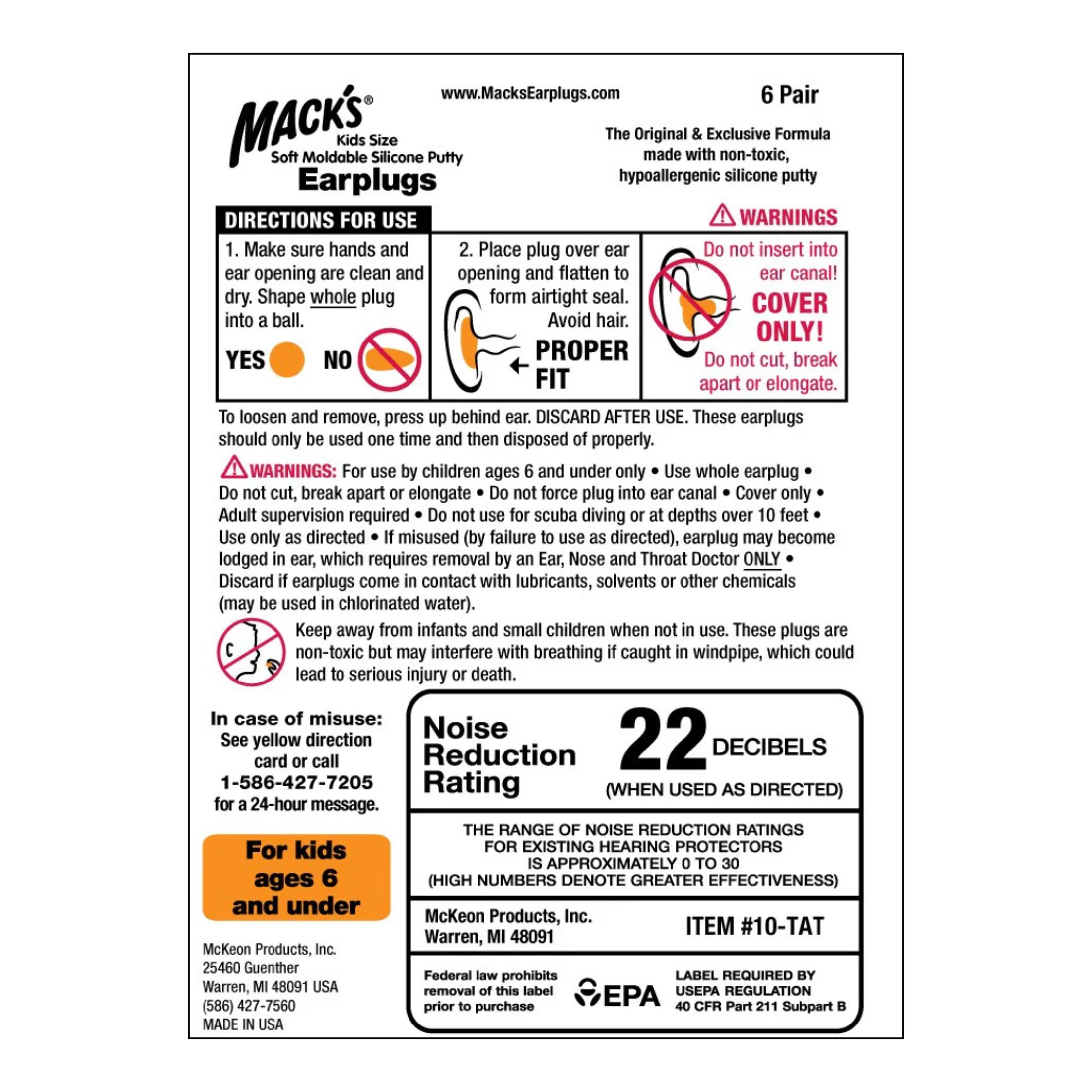 Mack's Earplugs, Silicone Putty, Soft Moldable, Kids Size