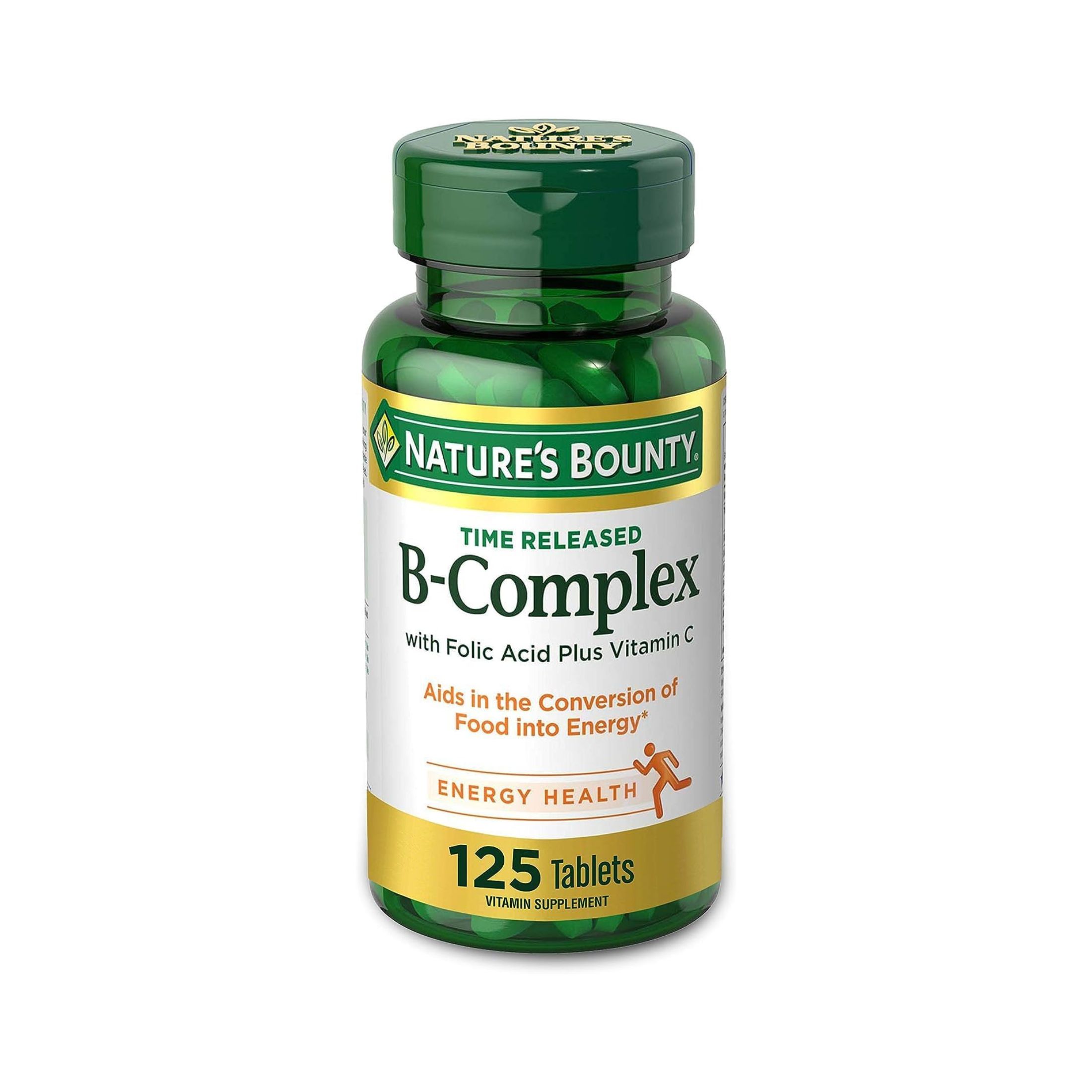 Nature's Bounty High Potency B Complex With Folic Acid Plus Vitamin C Supplement 125 Tablets