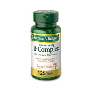 Nature's Bounty High Potency B Complex With Folic Acid Plus Vitamin C Supplement 125 Tablets