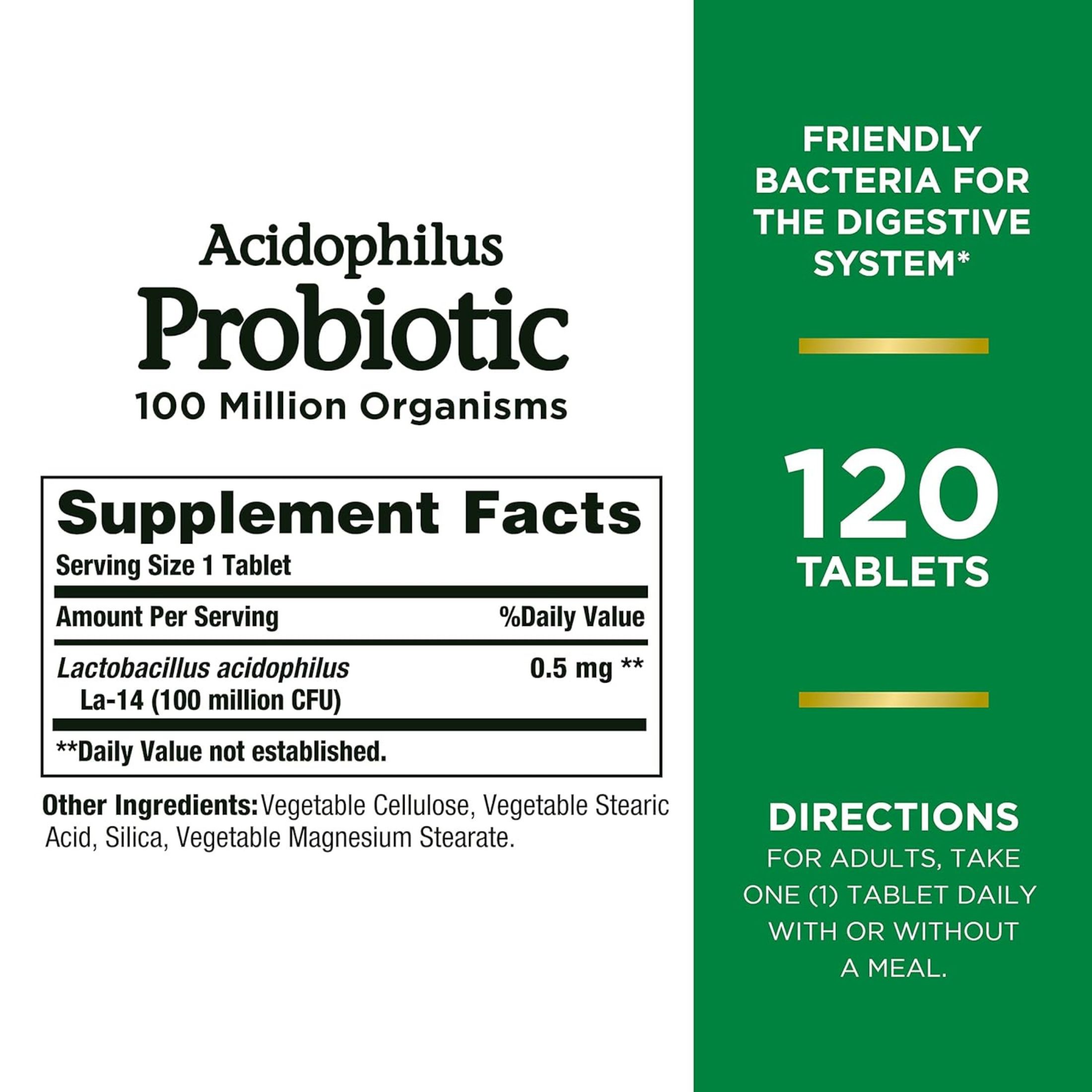 Nature's Bounty Acidophilus Probiotic Supplement Tablets