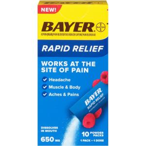 Bayer Pain Reliever, Rapid Relief, 650 Mg, Raspberry Flavor, Powder Packs