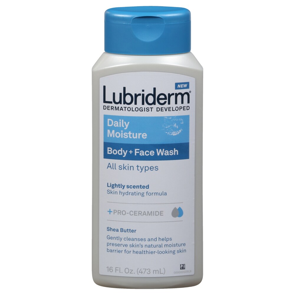 Lubriderm Body + Face Wash, Daily Moisture, Lightly Scented 16 Fl Oz