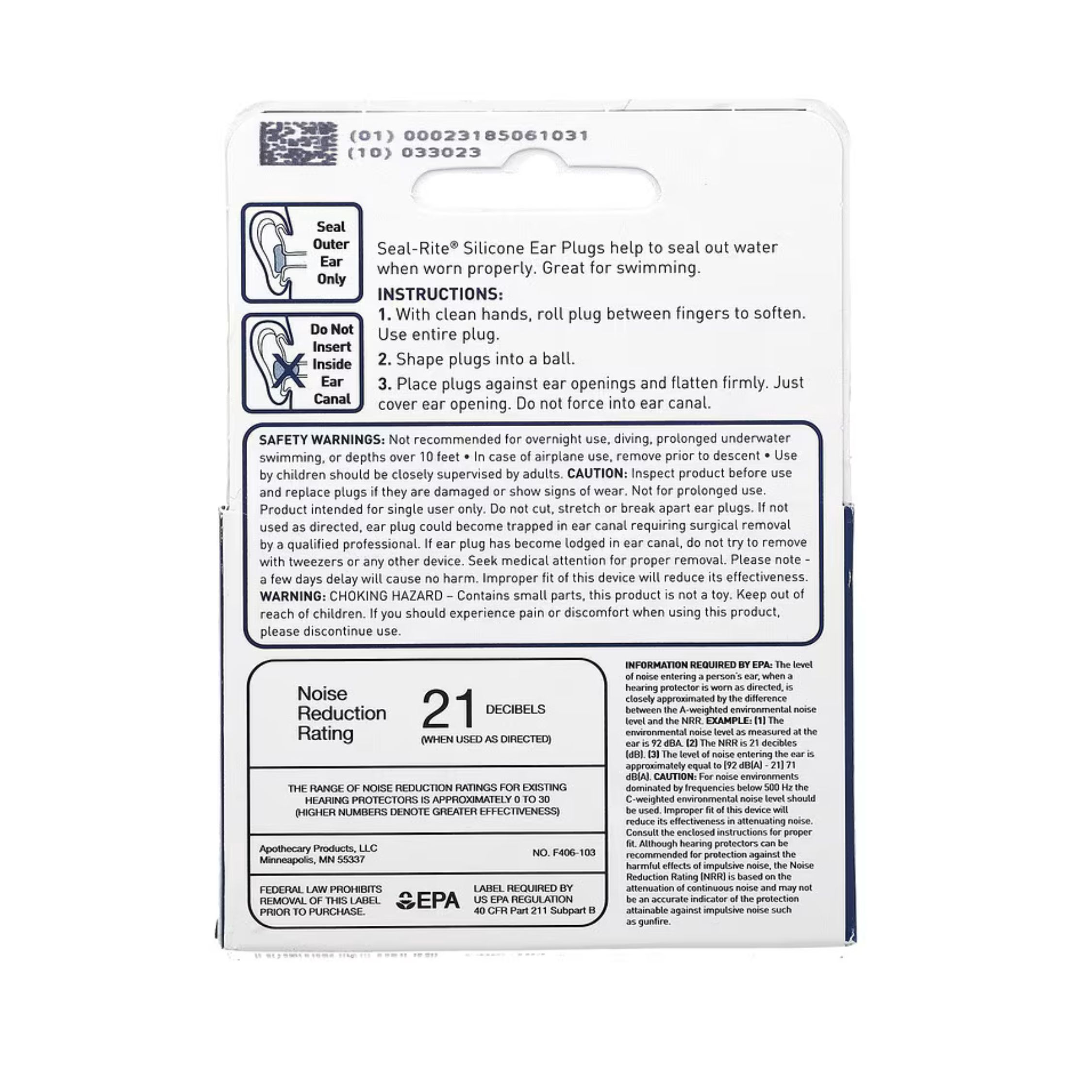Flents Seal-Rite Soft Silicone Ear Plugs, Maximum Protection For Water Sensitive Ears
