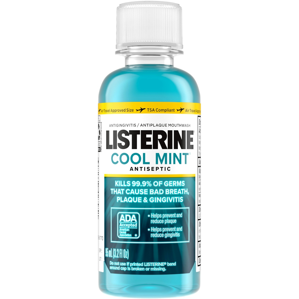 Listerine Antiseptic Mouthwash For Bad Breath - Cool Mint, 3.2 Fl Oz