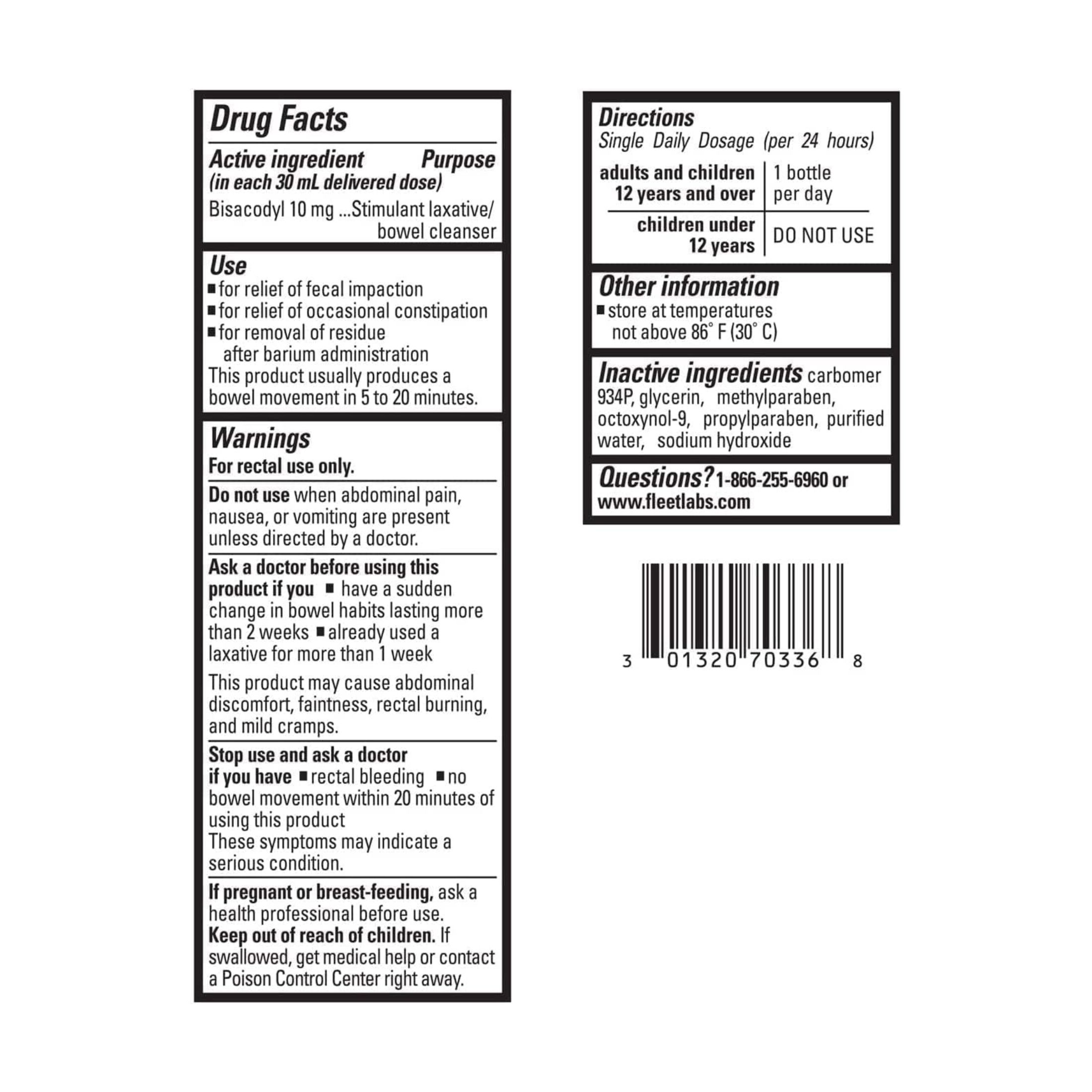 Fleet Laxative Bisacodyl Enema For Adult Constipation 1.25 Fl Oz