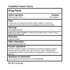 ChapStick Classic Skin Protectant Flavored Lip Balm Tube, 0.15 Ounce Each, Cherry Flavor