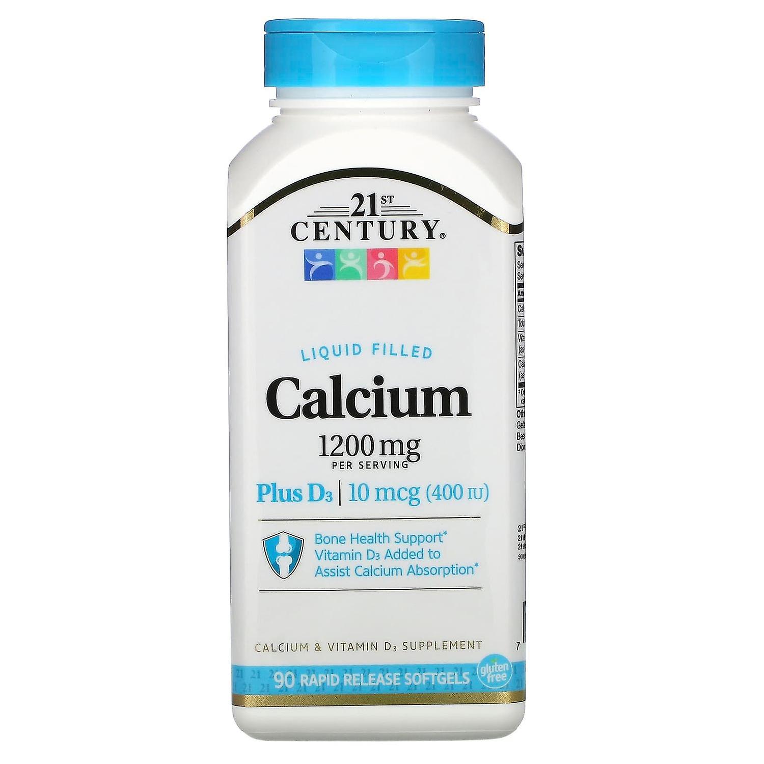 21st Century Liquid Filled Calcium Plus D3, 600 Mg, 90 Rapid Release Softgels