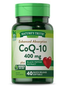 Nature's Truth 400mg CoQ10 Plus Black Pepper Extract 40 Softgels Each