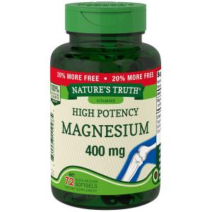 Nature's Truth Magnesium 400mg Extra Strength Quick Release Softgels 72ct
