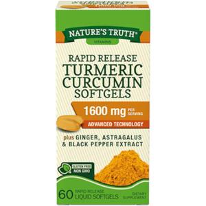 Nature's Truth Turmeric Curcumin, 1600 Mg, Rapid Release Liquid Softgels