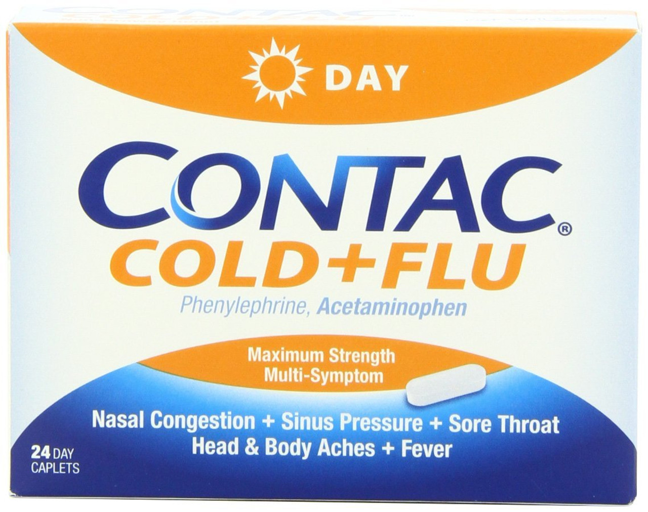 Contac Cold + Flu, Day, Multi Symptom, Maximum Strength, Caplets