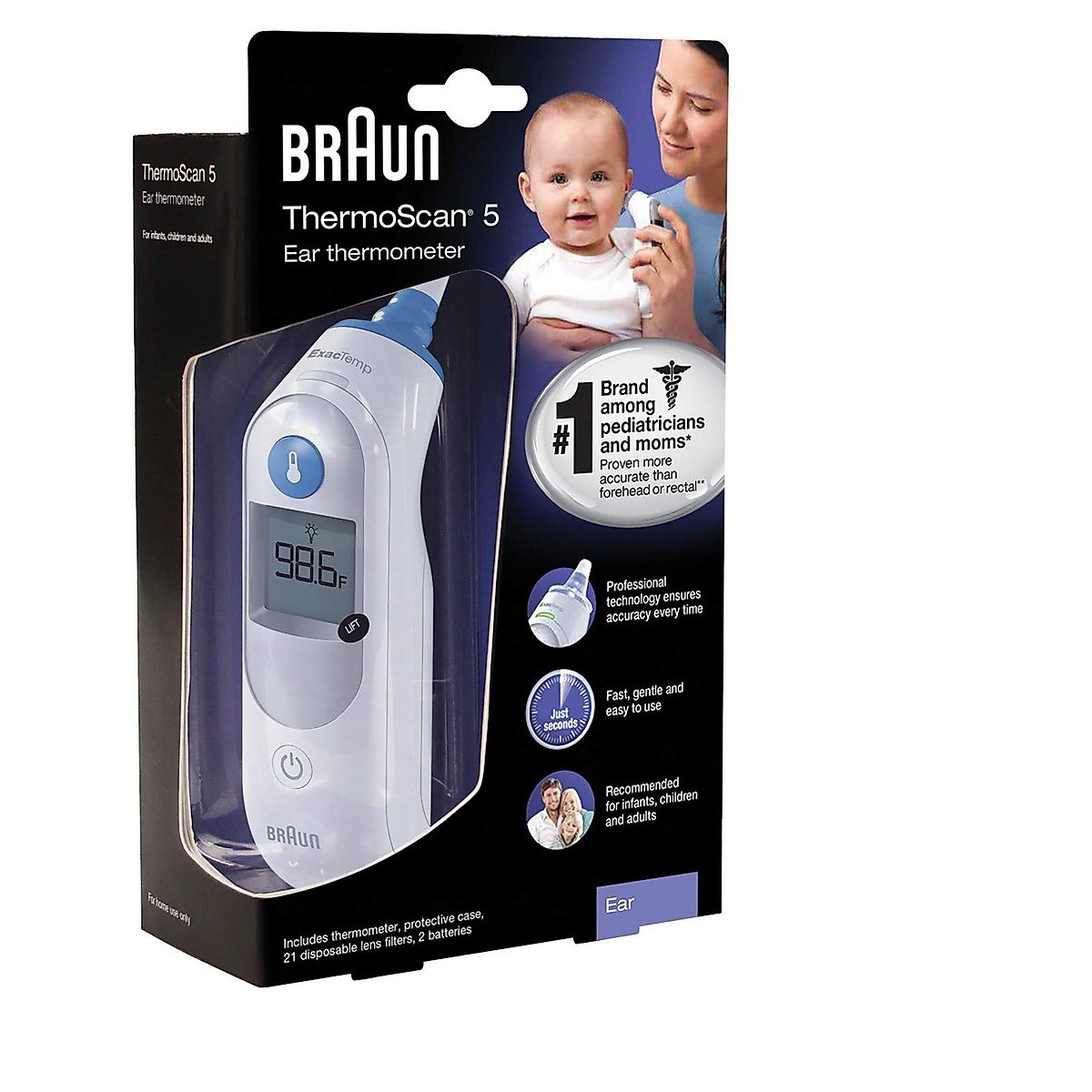 Braun ThermoScan 5 Digital Ear Thermometer, IRT6500US, White