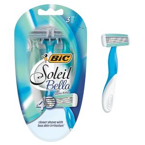BiC Soleil Comfort Women's Disposable Razor, Four Blade, Count Of 3 Razors, For A Smooth And Close Shave