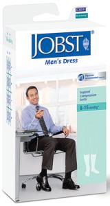Jobst SupportWear Socks Men's Dress Knee High Mild Compression 8-15mmHg Black X-Large Close-Toe 1 Pair