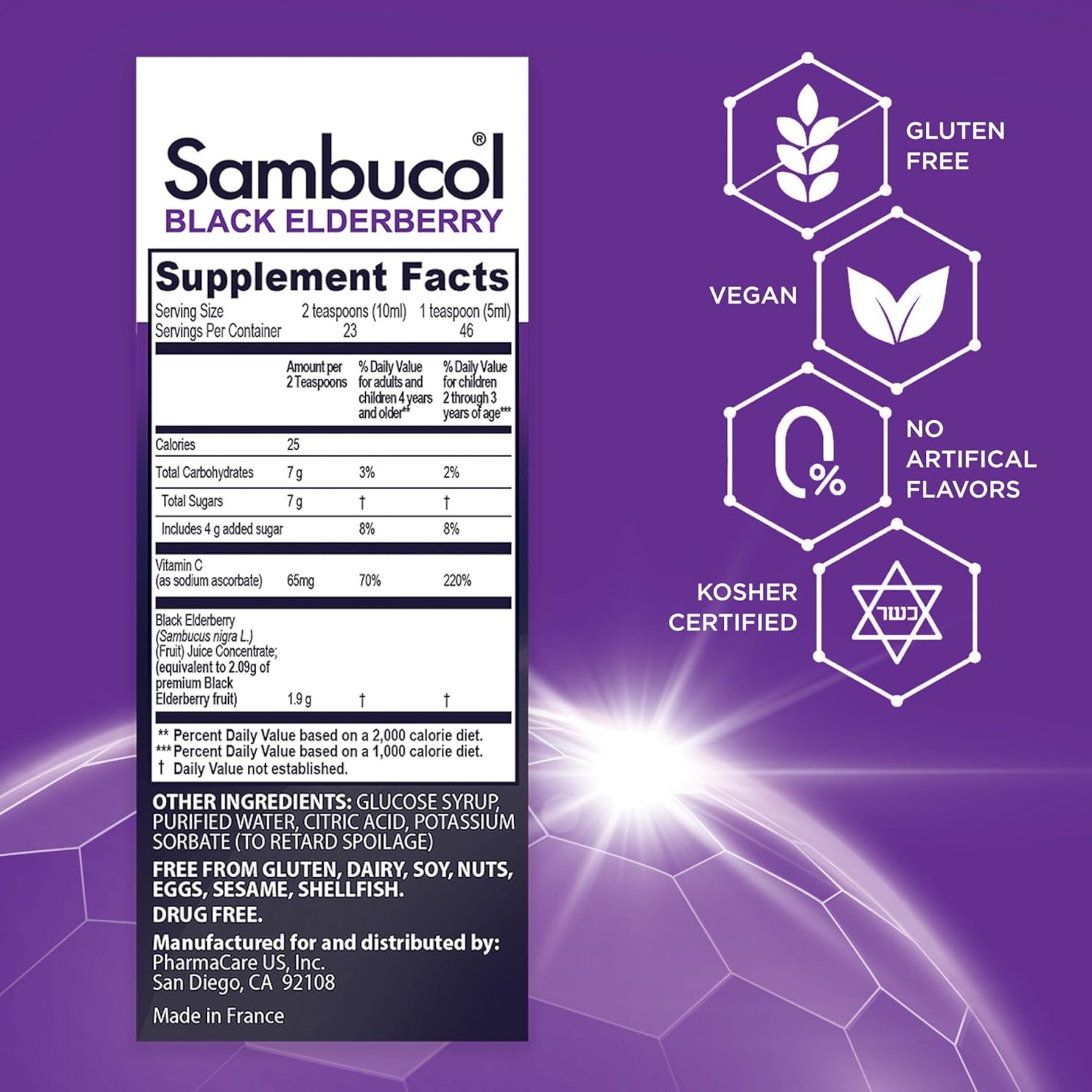 Sambucol Black Elderberry, Berry Flavor, For Kids, Syrup 4 Fl Oz