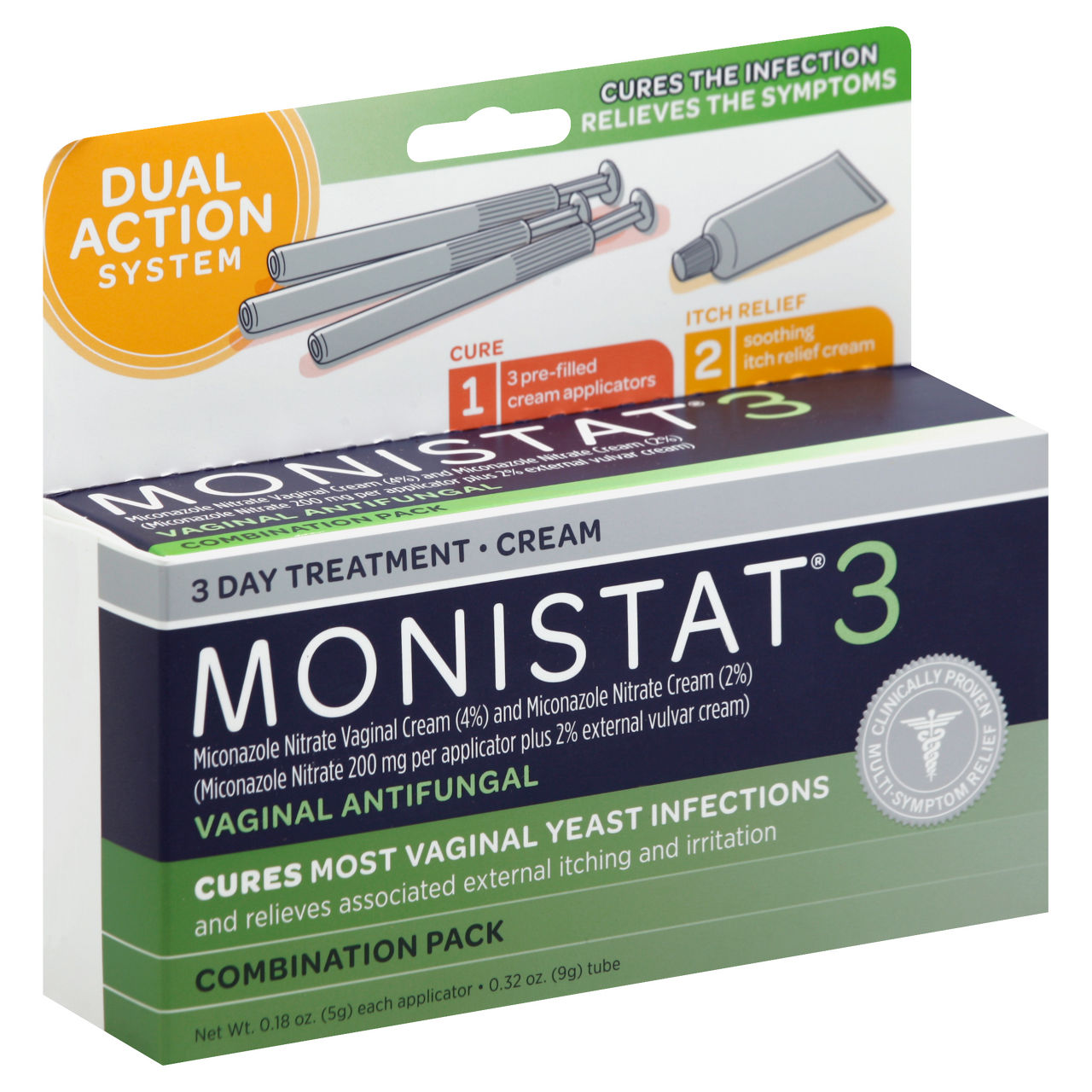 Monistat Vaginal Antifungal, 3 Day Treatment, Cream, Combination Pack