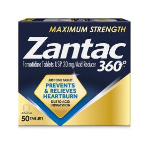 Zantac Maximum Strength Famotidine Tablets 20 Mg
