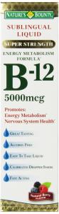 Nature's Bounty Vitamin B12 5000 Mcg Sublingual Liquid, Cardiovascular Health & Cellular Energy Support, 2 Fl Oz