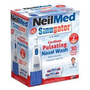 NeilMed Sinugator Cordless Pulsating Nasal Wash & 30 Premixed Packets