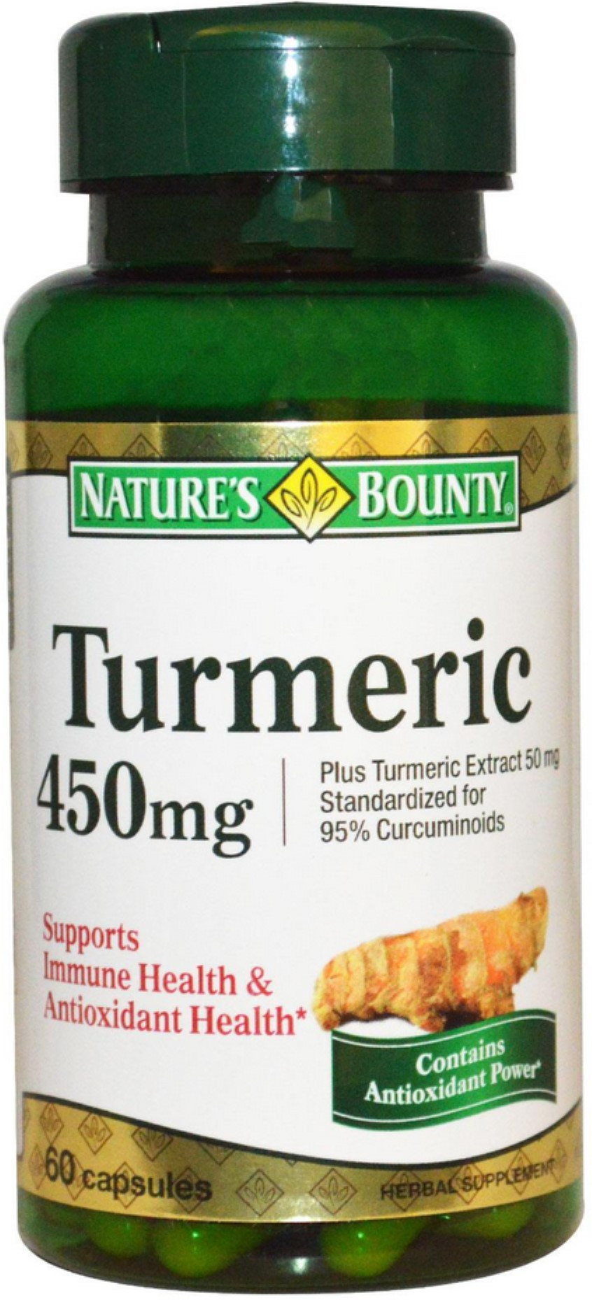 Nature's Bounty Herbal Health Turmeric Capsules, 450 Mg