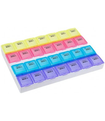 Ezy Dose Monthly Pill Planner (28-Day) Daily Compartments To Store Medication (Large)