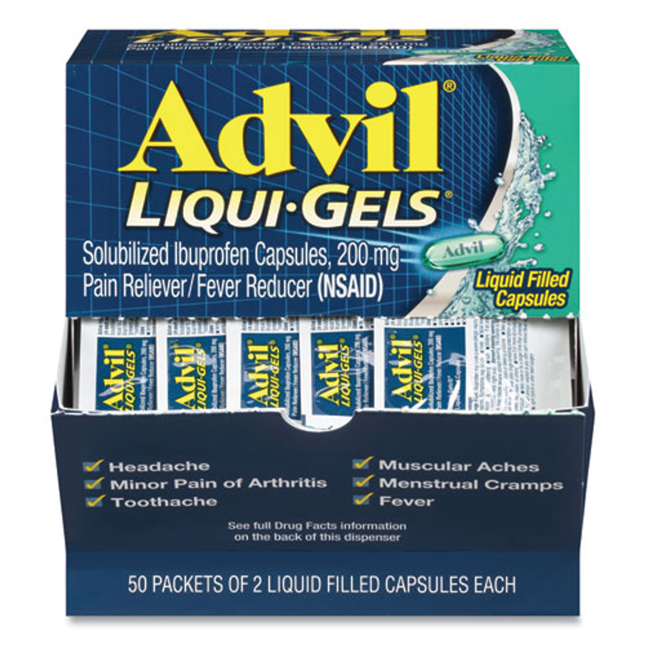 Advil Liqui-Gels Pain Reliever/Fever Reducer Liquid Filled Capsule, 200mg Ibuprofen - 100ct