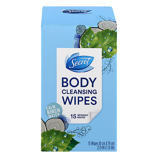 Secret Body Cleansing Wipes, Calm Birch Water