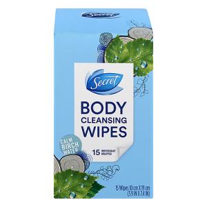 Secret Body Cleansing Wipes, Calm Birch Water