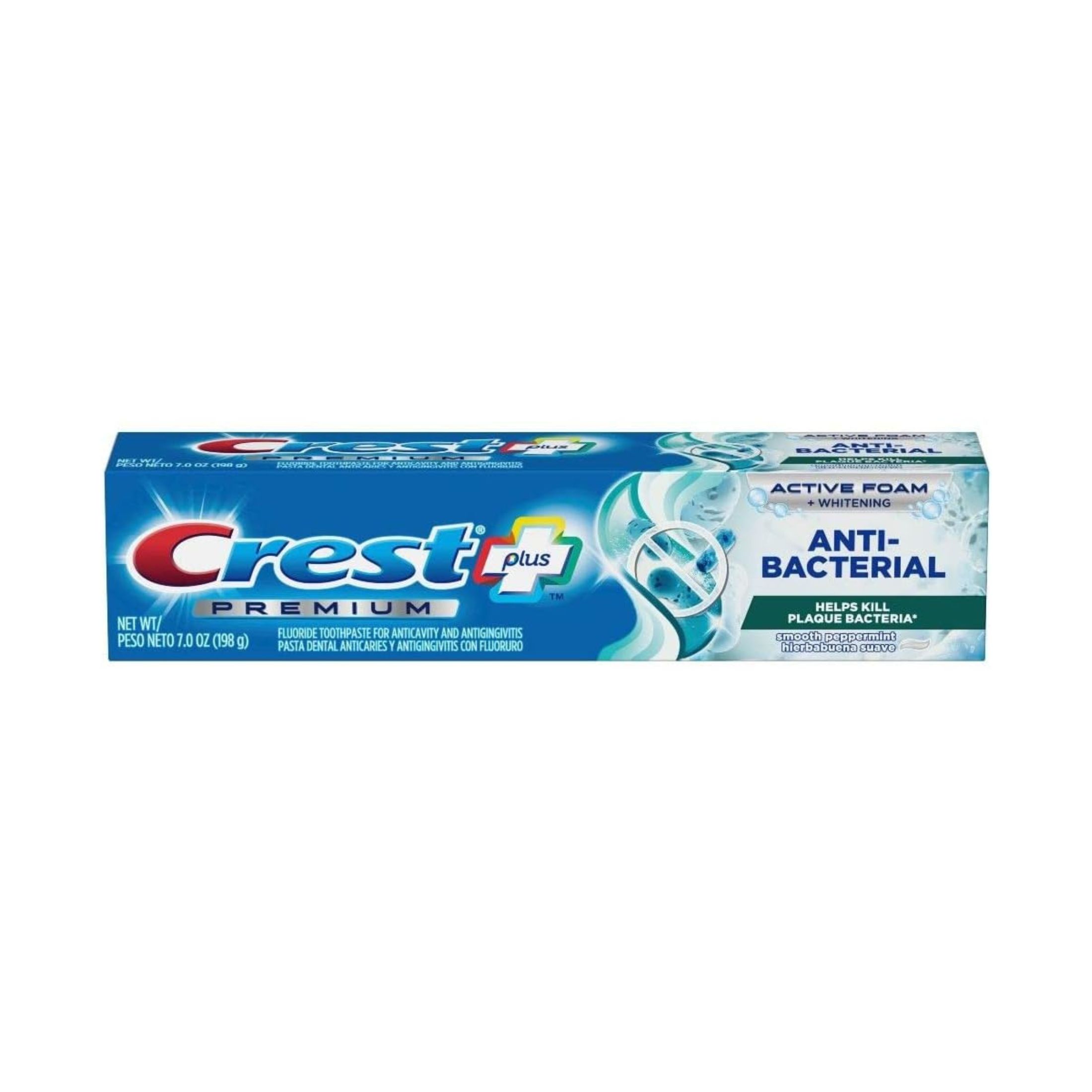 Crest Premium Plus Anti-Bacterial Smooth Peppermint Toothpaste - 7oz