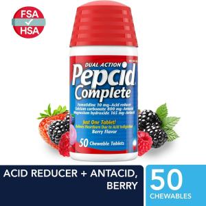 Pepcid Complete, Acid Reducer + Antacid, Dual Action, Chewable Tablets, Cool Mint Flavor