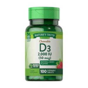 Nature's Truth Vitamin D3, 50 Mcg, Berry Flavor, Chewable Tablets