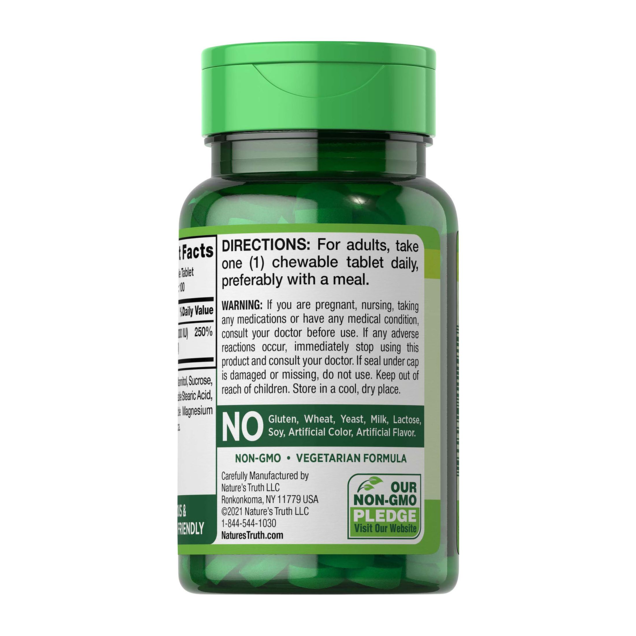 Nature's Truth Vitamin D3, 50 Mcg, Berry Flavor, Chewable Tablets