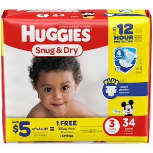 Huggies Snug & Dry Diapers, Size 3, 34 Count (Packaging May Vary)