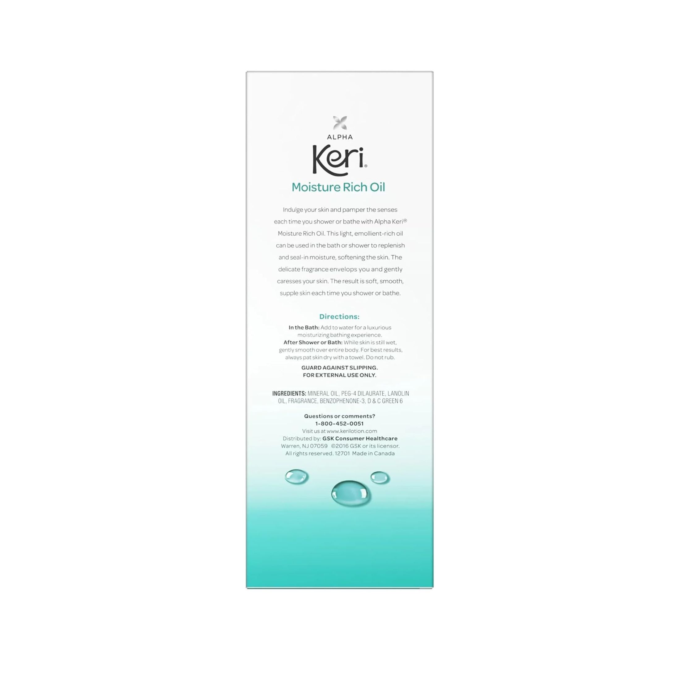 Keri Moisture Rich Shower Bath Oil, Clear, 8 Ounce