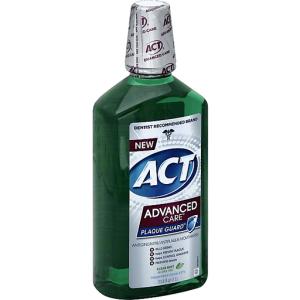ACT Advanced Care Plaque Guard Clean Mint Mouthwash - 33.8 Oz
