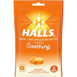 Halls Cough Suppressant/Oral Anesthetic, Menthol, Honey, Soothing, Throat