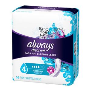 Always Discreet, Incontinence Pads, Moderate, Regular Length