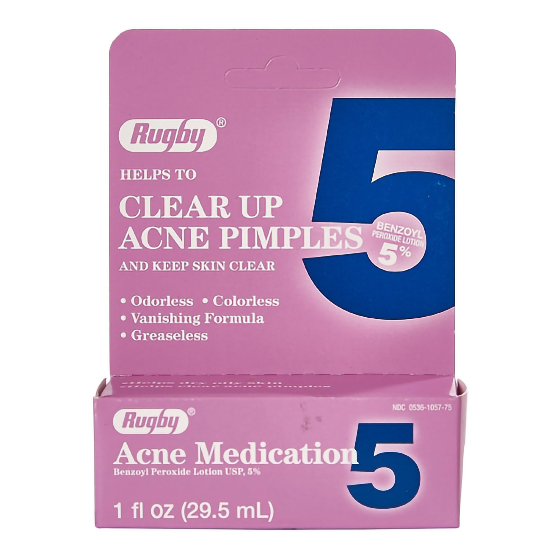 Rugby Benzoyl Peroxide 5% Acne Medication Lotion 1 Oz