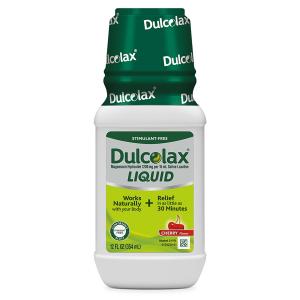 Dulcolax Liquid Laxative, Stimulant Free For Comfortable Relief, Cherry Flavor, White, 12 Fl Oz