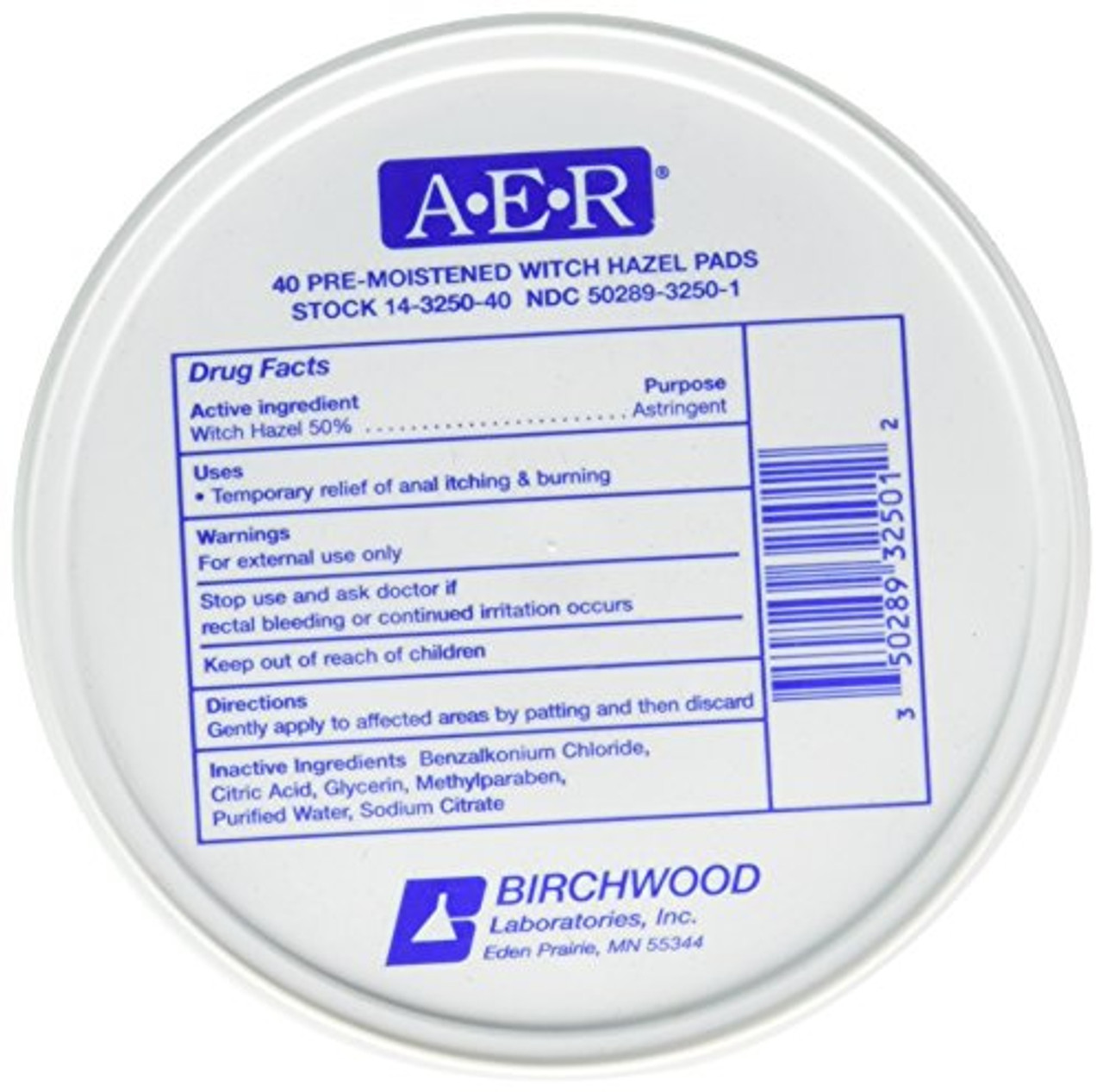 A.e.r Birchwood Laboratories Pre-Moistened Witch Hazel Pads