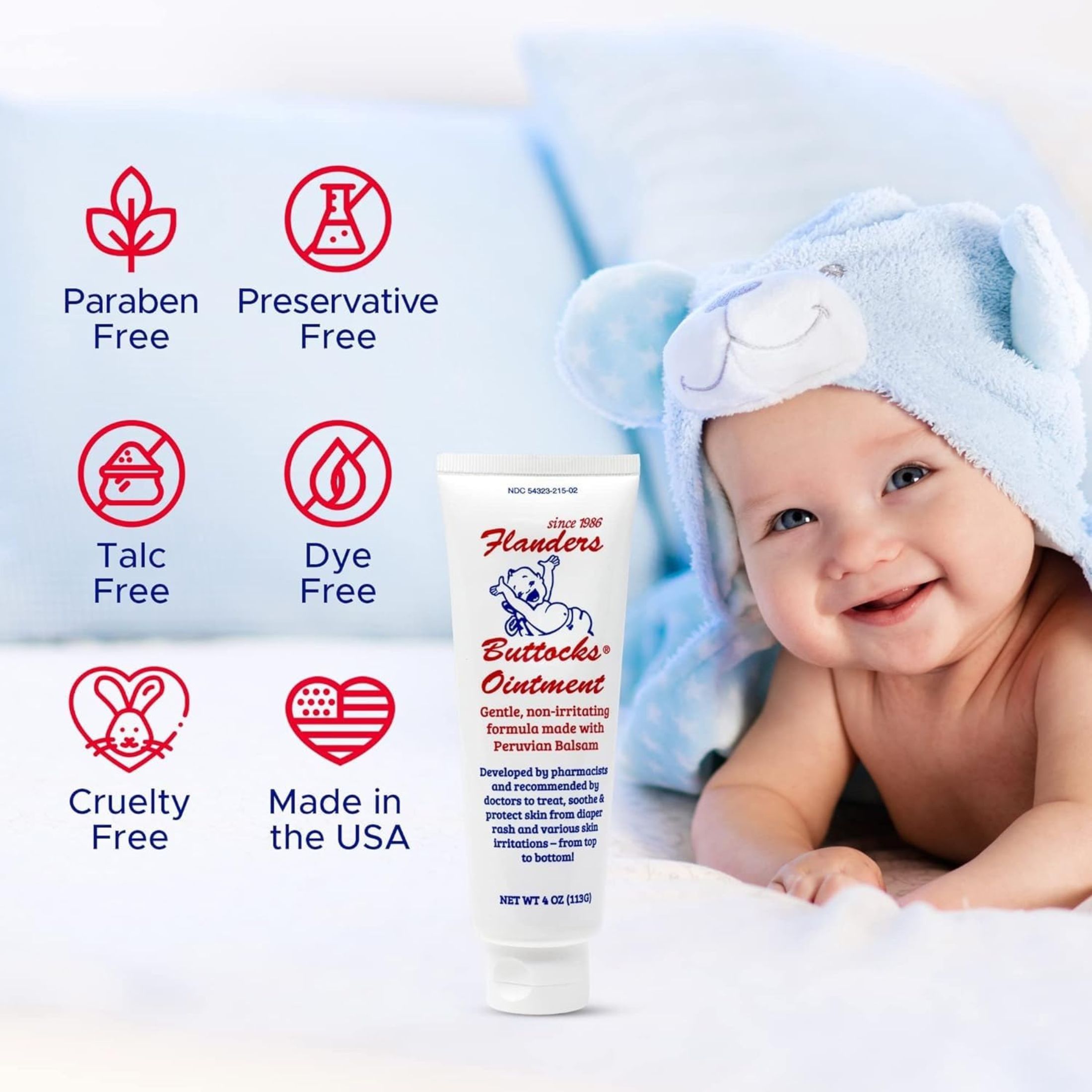 Flanders Buttocks Diaper Rash Ointment - 4 Oz