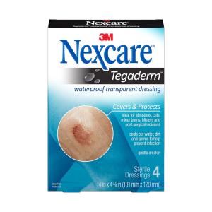 Nexcare Tegaderm Waterproof Transparent Sterile Dressings Latex Free 4 Ct